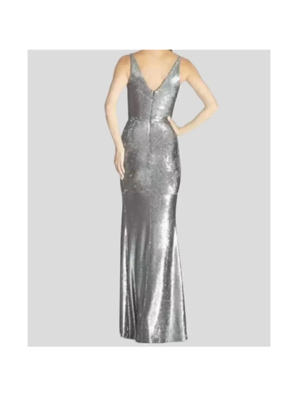 Dress the Population Jordan Gunmetal Sequin Gown Size XL